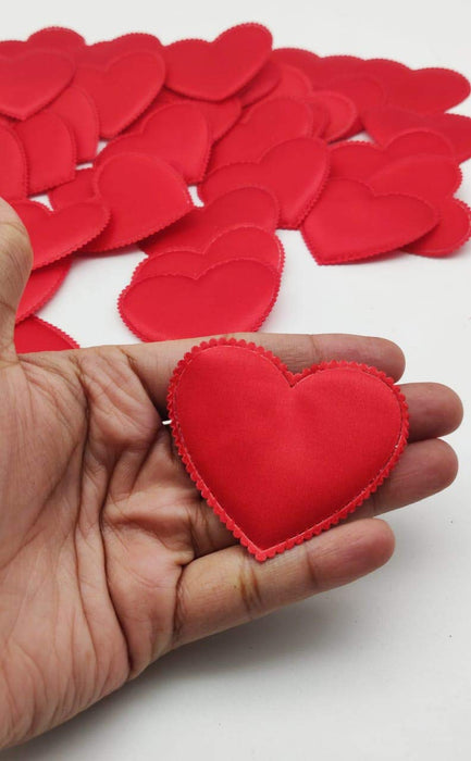 50 Pcs Red Satin Heart Patch Perfect for Him Her Valentine's day wedding New year Birthday Annivesary Mother's day Bridal shower Party Decor Romantic Art craft Clothing Table Decor