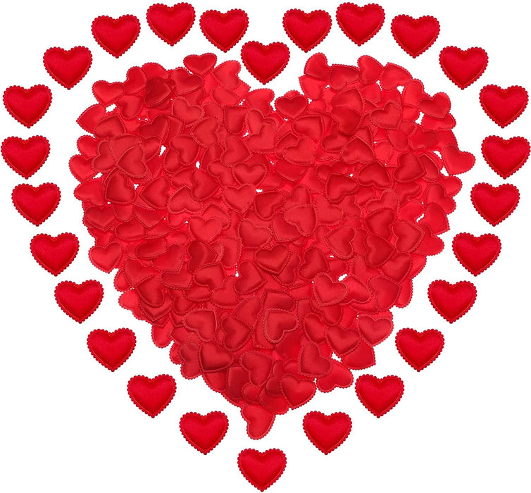50 Pcs Red Satin Heart Patch Perfect for Him Her Valentine's day wedding New year Birthday Annivesary Mother's day Bridal shower Party Decor Romantic Art craft Clothing Table Decor