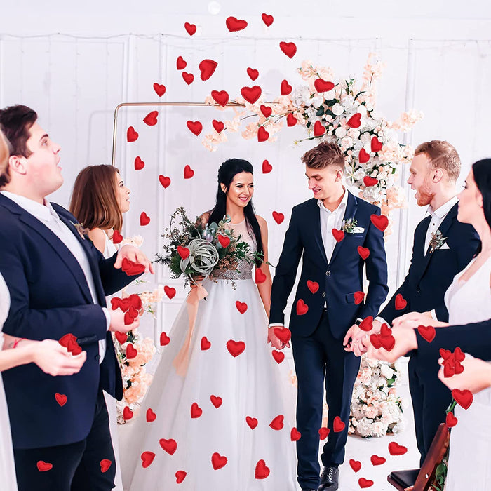 50 Pcs Red Satin Heart Patch Perfect for Him Her Valentine's day wedding New year Birthday Annivesary Mother's day Bridal shower Party Decor Romantic Art craft Clothing Table Decor