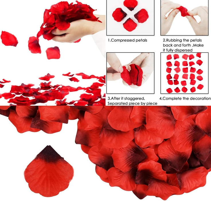 Artificial Rose Petals for Decoration Perfect for Her Him Valentine’s Day Romantic Decor for Wedding Anniversary New Year Candle Light Dinner Bedroom Table Party Decor.
