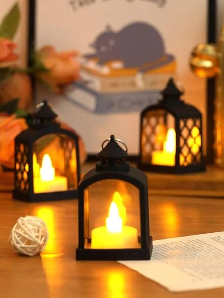 Flameless and Smokeless Acrylic Antique LED Lantern Hurricane Lamp and Wall Hanging Led String Light Holder for Home, Lobby, Drawing Room, Living Room, Bedroom, Restaurant, Wall Decor