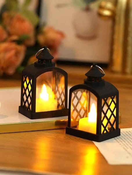 Flameless and Smokeless Acrylic Antique LED Lantern Hurricane Lamp and Wall Hanging Led String Light Holder for Home, Lobby, Drawing Room, Living Room, Bedroom, Restaurant, Wall Decor