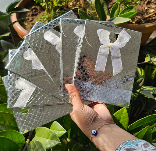 12 Pcs Paper bag Gift Paper bag, Carry Bags, gift bag for Gifting,marriage Return Gifts, Birthday, Wedding, Party, Festivals, Season's Greeting (Silver)