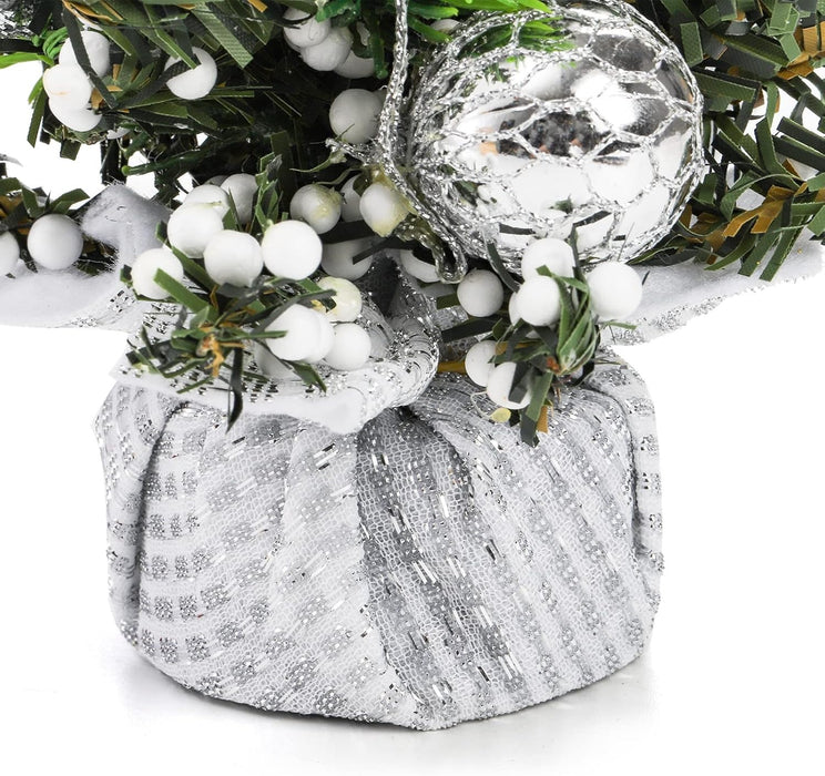 1 Pcs Artificial Mini Decorative Christmas Tree Beautiful Pine Tree Miniature | Snow-Flocked Xmas Tree for Gifting, Home, Office, Tabletop & Christmas Decoration.