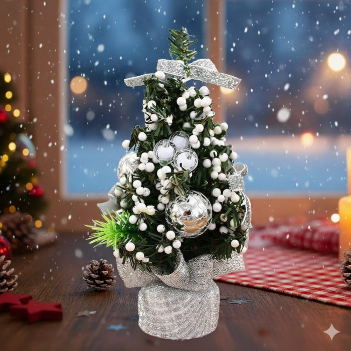1 Pcs Artificial Mini Decorative Christmas Tree Beautiful Pine Tree Miniature | Snow-Flocked Xmas Tree for Gifting, Home, Office, Tabletop & Christmas Decoration.