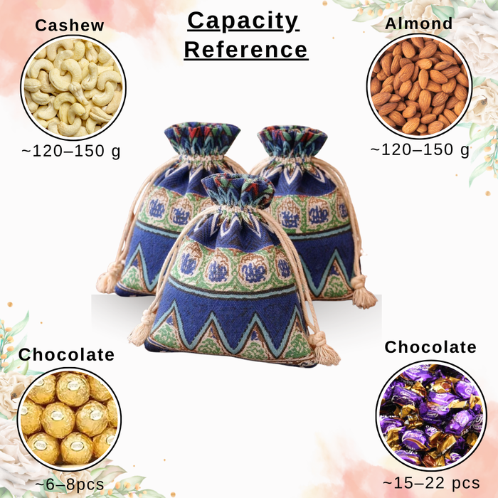 Drawstring Mini stylish Storage Potli pouches for Small Jewelries, Money, Paper Notes Women Wallet, Gift Bags, Christmas return gift