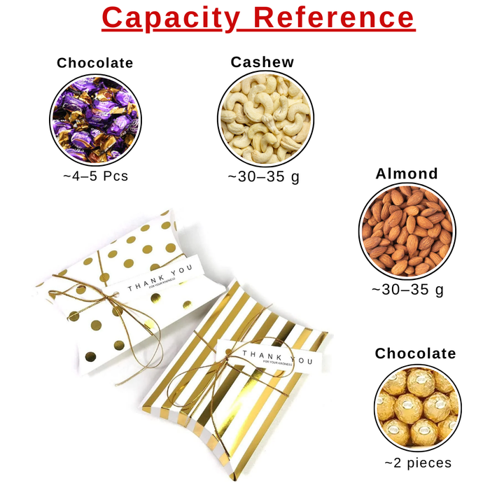 Golden Decorative Folding Paper pillow  Gift Boxes For Gifting Chocolates, Dryfruits Items - Fancy Decorative packaging In Marriage,Function, Birthday Packing, Engagement (Copy)