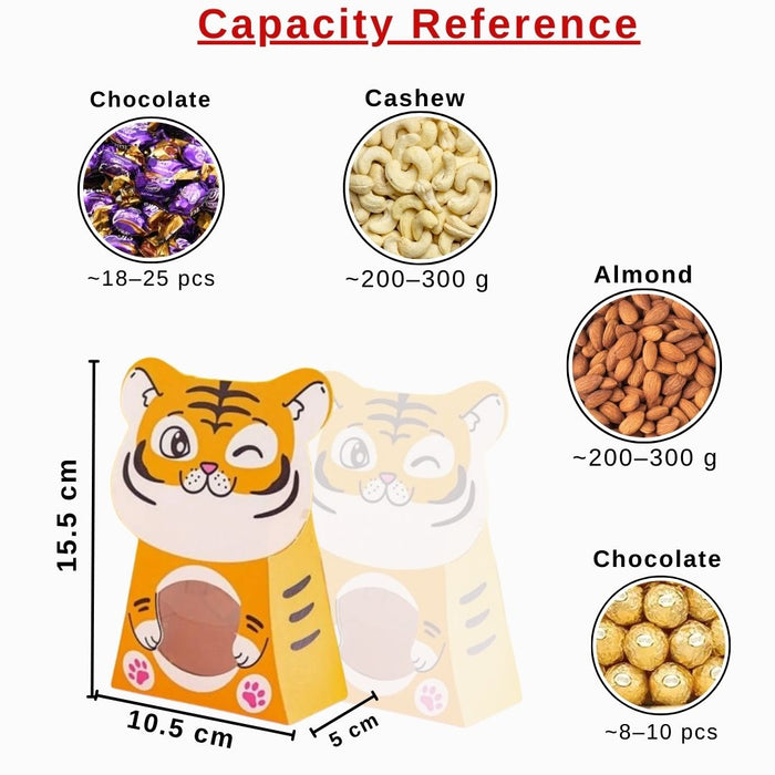 Satyam Kraft's Lion Animal Shape Folding Storage Paper Box, Perfect for Packing Chocolate, Dry Fruits, Birthday, Engagement, Return Gift, Baby Shower, Festivals