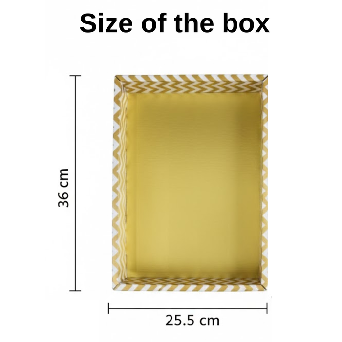 Multipurpose Viral Decorative Folding Paper Box With Golden base (without net and Twister) Rectangle Cardboard Box DIY Tray for Gift Hamper, Gifting (Cardboard Folding Paper Box),Room Hamper,Wedding Hamper