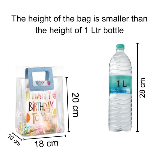 12 Pcs Small Transparent Bags with Square Handle Gift Paper Bag, Carry Bags, Gift Bag, Gift for Birthday, Valentine, Marriage, Festivals, Season's Greetings and Events (Blue) (Small)(18 x 9 x 24 cm)