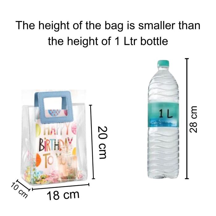 12 Pcs Small Transparent Bags with Square Handle Gift Paper Bag, Carry Bags, Gift Bag, Gift for Birthday, Valentine, Marriage, Festivals, Season's Greetings and Events (Blue) (Small)(18 x 9 x 24 cm)