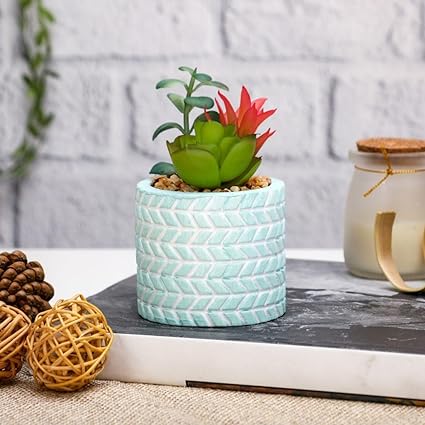 1 PC Mini Artificial Green Indoor Succulent Plant with Aesthetic Ceramic Pot Faux Flower Plant to Add Charm to Your Home