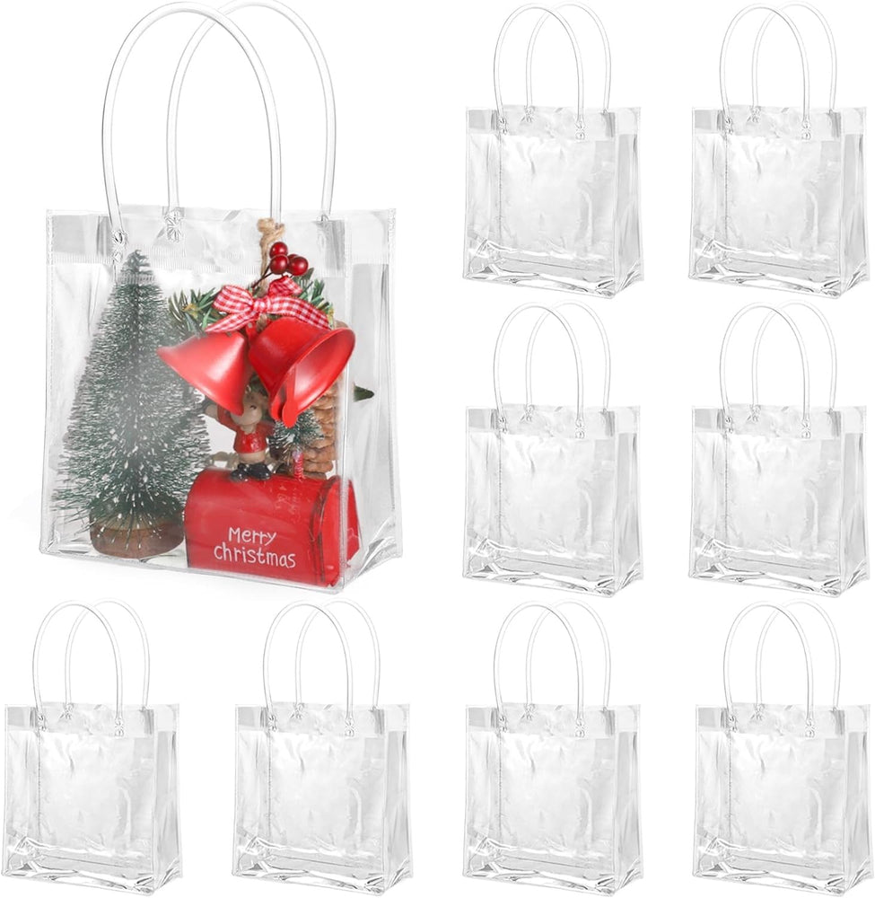 Transparent PVC Plastic Bag Goodie Bags With Handle Gift bag, Carry Bags, gift bag, gift for Gifting, Return Gifts, Birthday, Wedding, Party, Festivals, Events(Small)