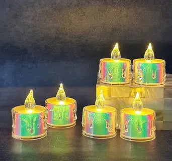 3 Flameless and Smokeless Decorative Multicolour Acrylic Candles Led Tea Light Candle(small)