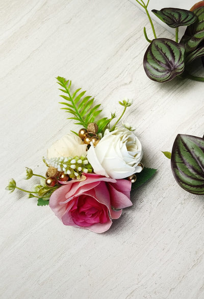 2 Pcs Artifical Flower stylish Brooches Ready to use flower bunch for any occation, Ganpati decor, Toran decoration stylish brooches.