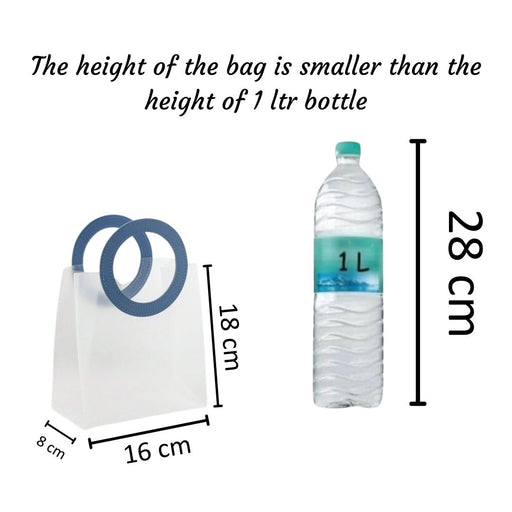 Small Size( 18.5 x 8 x 16 cm) Translucent  Bags with Round Handle Gift Paper Bag, Carry Bags, Gift Bag, Gift for Birthday, Valentine, Marriage, Festivals, Season's Greetings and Events (Small) Blue