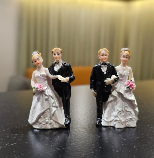 Pack of 2 Small Size Couples Miniature Set for Home, Bedroom, Living Room, Office, Restaurant Decor, Figurines,Christmas Decoration,Cake Topper, Wedding ,Ring Ceromany Platter Decor Items(2 Couple Set, Multicolor) (Small)
