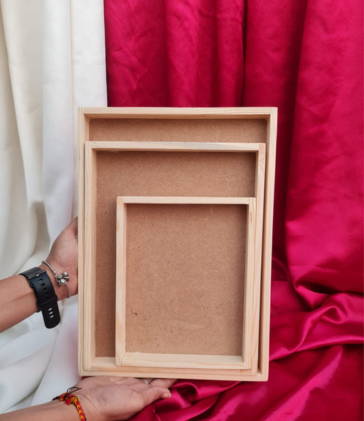 1 set (3 Pieces)  Small Multipurpose Decorative Pinewood  Rectangle Tray for Gift Hamper,Wedding Gifting Boxes and Decoration Purpose.