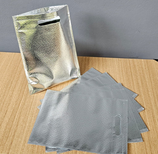 20 Pcs Small Size Non Woven Fabric Bag With Handle 29.5 x 22 cm Gift Non Woven Fabric bag, Carry Bags, gift bag, gift for Birthday, gift for Festivals, Season's Greetings and other Events(Silver)