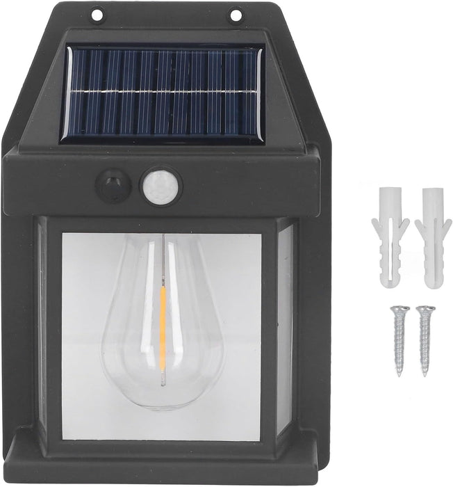 SATYAM KRAFT 1 Piece Solar Wall Lights Outdoor, Wireless Dusk to Dawn Porch Lights Fixture, Solar Wall Lantern with 3 Modes & Motion Sensor, Waterproof Exterior Lighting with Clear Panel