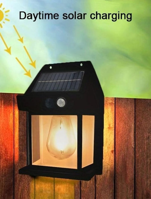1 Piece Solar Wall Lights Outdoor, Wireless Dusk to Dawn Porch Lights Fixture, Solar Wall Lantern with 3 Modes & Motion Sensor, Waterproof Exterior Lighting with Clear Panel