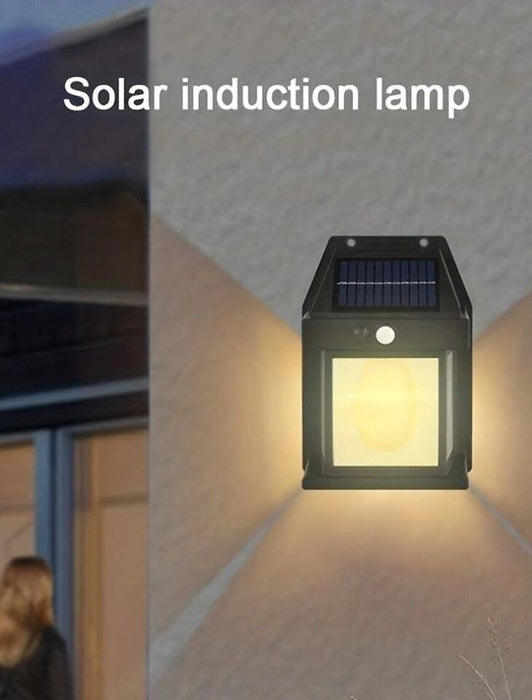 SATYAM KRAFT 1 Piece Solar Wall Lights Outdoor, Wireless Dusk to Dawn Porch Lights Fixture, Solar Wall Lantern with 3 Modes & Motion Sensor, Waterproof Exterior Lighting with Clear Panel