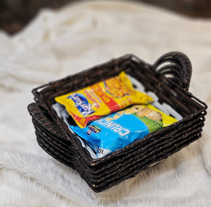 Brown & White Colour Square Multipurpose  plastic cane look basket for Gift Hamper,Wedding Gift, Christmas Gifting Boxes and Decoration Purpose (Brown & White)