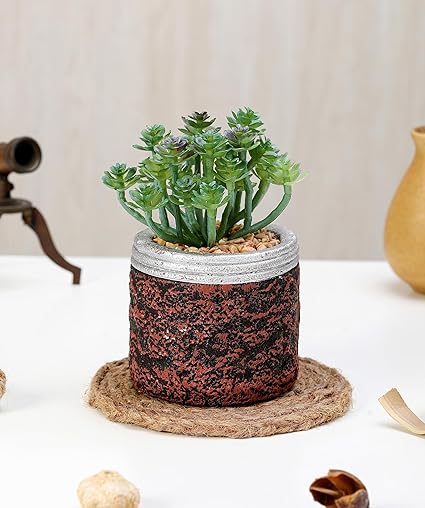 1 PC Mini Artificial Green Succulent Plant with Aesthetic Ceramic Pot, Indoor Faux Flower Plant to Add Charm to Your Home, (Pack of 1)