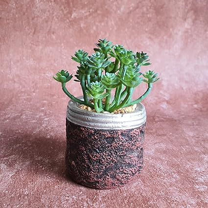 1 PC Mini Artificial Green Succulent Plant with Aesthetic Ceramic Pot, Indoor Faux Flower Plant to Add Charm to Your Home, (Pack of 1)