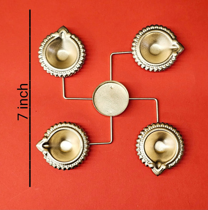 2 Pcs Decorative Swastic Design Gold Polish Tealight Candle Holder Stand,Candle Holder for Home Decor,Mandir Decor,Diwali Decor, Floating Flowers, Candles Diya holder, Office,Table Decor, Entrance Decoration Item(Golden)