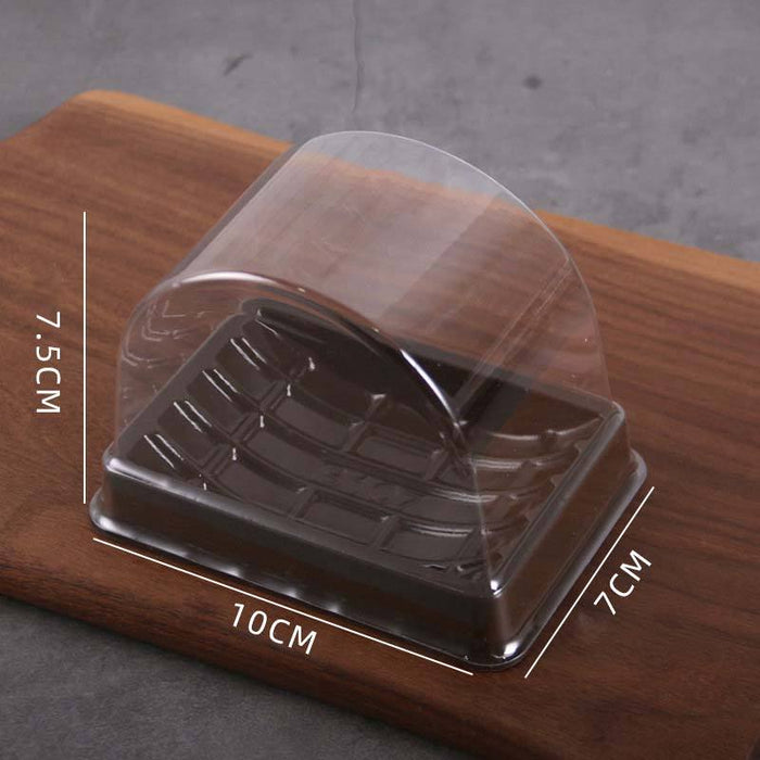 Clear Swiss Roll Box with Black Base for Cake Roll, Pastry, Chocolate, Dessert, Bakery Packing, Party & Café Packaging