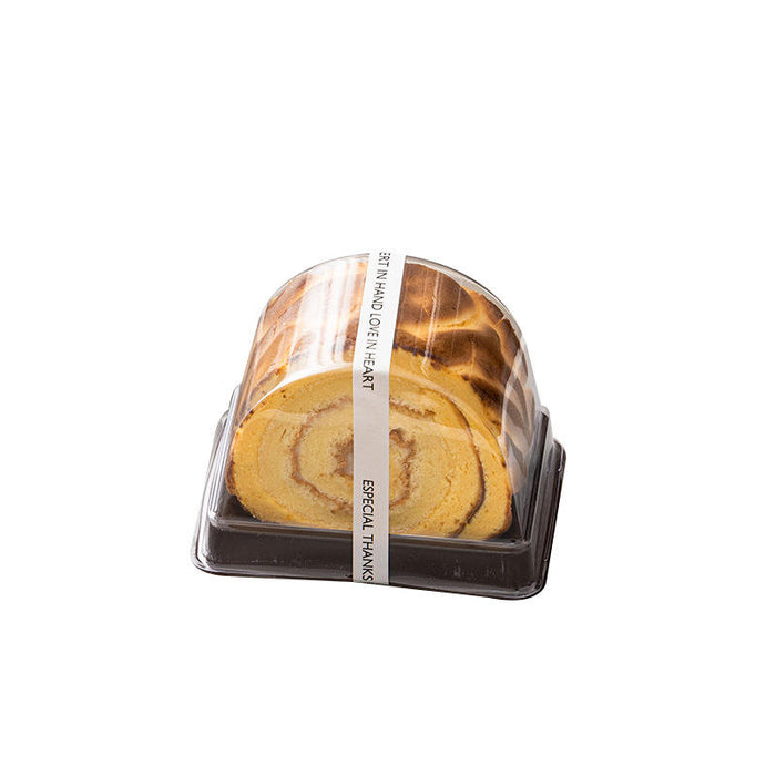 Clear Swiss Roll Box with Black Base for Cake Roll, Pastry, Chocolate, Dessert, Bakery Packing, Party & Café Packaging