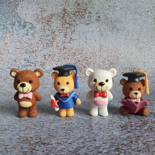 SATYAM KRAFT 1 Set Teddy Bear Miniature Set for Home, Bedroom, Living Room, Office, Restaurant Decor, Figurines and Christmas Decorartion Items (Multicolor)(4 Piece in 1 Set)