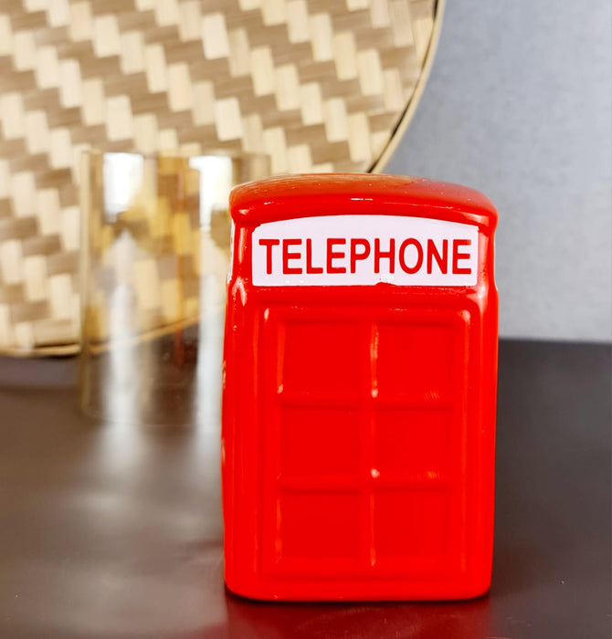 2 Piece Ceramic Telephone booth Design Gullak Piggy Bank for Rupees Savings - Coin Storage Tip Box Ideal for Kids and Adults - Money Kilona Pikibank ATM Coinbox Gulak (Pack of 1)