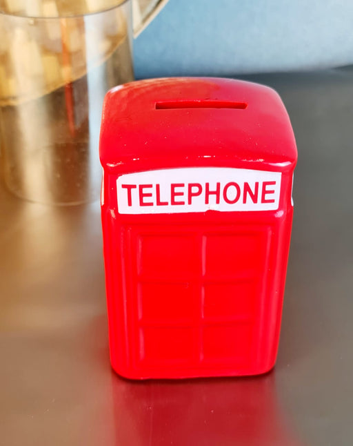 2 Piece Ceramic Telephone booth Design Gullak Piggy Bank for Rupees Savings - Coin Storage Tip Box Ideal for Kids and Adults - Money Kilona Pikibank ATM Coinbox Gulak (Pack of 1)