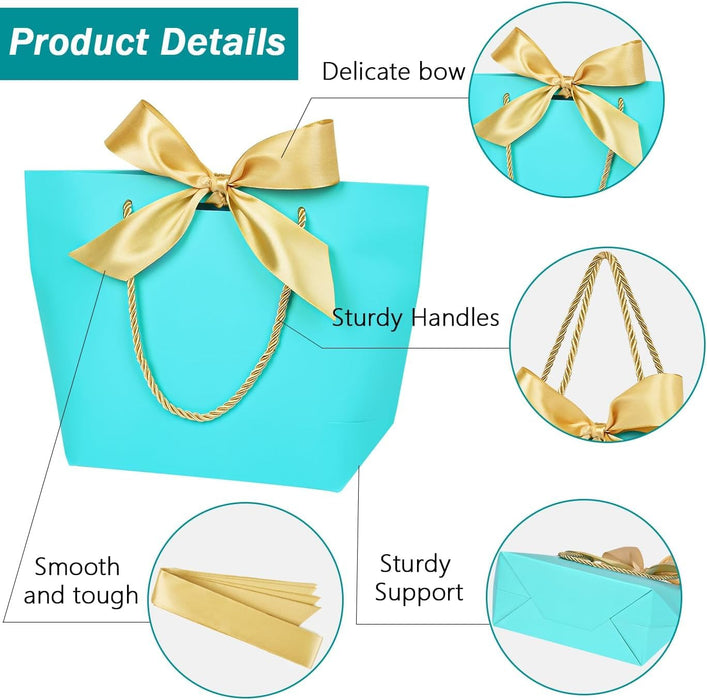 SATYAM KRAFT Paper Bag Goodie Bags With Handle Gift Paper bag, gift For Valentine Gifting, marriage Return Gifts, Birthday, Wedding, Party, Season's Greetings(Turqouise Blue) (Medium)
