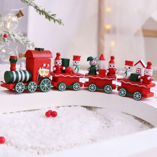 1 Pcs Wooden Train Miniature Decoration  | Santa Claus & Snowman Figurines for Table, Home Decor, Kids Gifting, Showpiece,Miniature