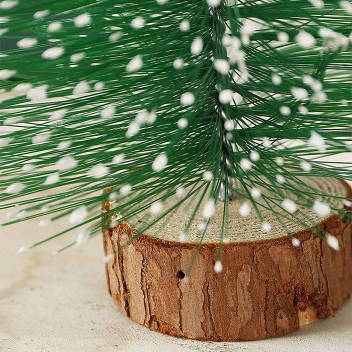 9 Pcs (30 cm) Artificial Mini Christmas Tree Beautiful Pine Tree Miniature with Wooden Base | Snow-Flocked Xmas Tree for Gifting, Home, Office, Tabletop & Christmas Decoration
