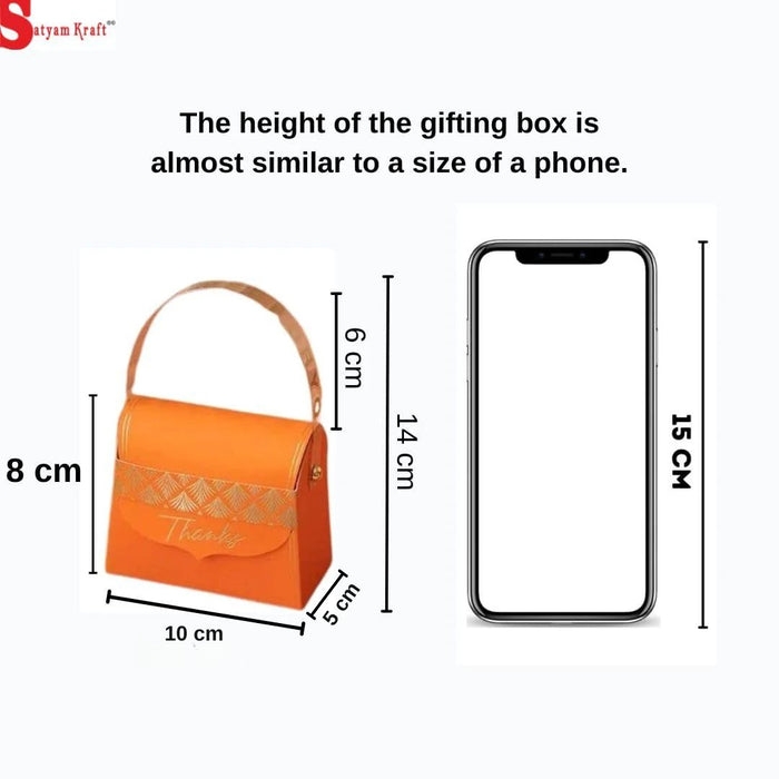 40 pcs Decorative Folding Storage Box/ Purse style for Return Gift, Birthday, Valentine's Day - Boxes, Perfect for Packing Chocolate, Dry Fruits, and Invitations (Orange)