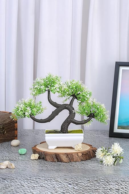 1 Pc Artificial Bonsai Tree With Designer Pot for Home Decor,Artificial Plants Bonsai Tree Fake Room Decor, Room Decorations, Living Room Table, Diwali Decoration Plants and Craft Items Corner (Pack of 1)