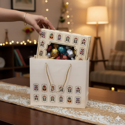 5 Pcs White Gift Hamper Box with Paper Bag Style Cover – Premium Packaging for Gifting & Hampers