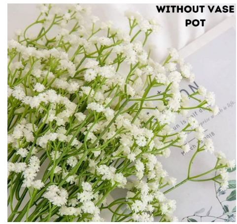SATYAM KRAFT 3 Pcs Babys Breath Flowers Artificial Gypsophila Bouquets Gifting, Home, Bedroom, Garden