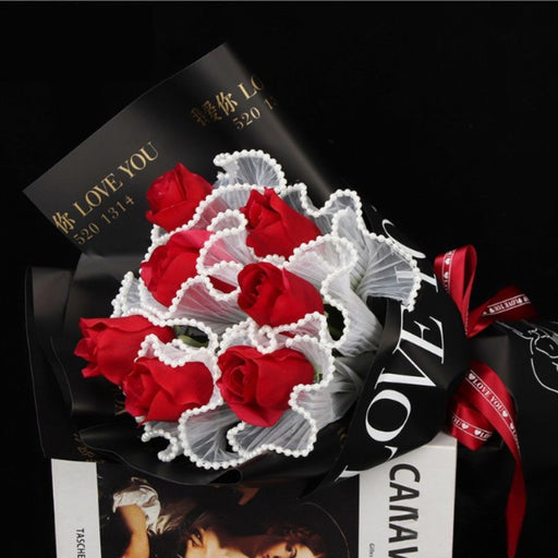 White Wrinkled Flower Wrapping Mesh Net With White Ball chain top with beads for Gift Packaging | Wedding, Birthday, Anniversary, Engagement, Thanksgiving Decoration | Wrapping Paper | Greeting Cards & Party Supply | Flower, Bouquet Packaging Sheet