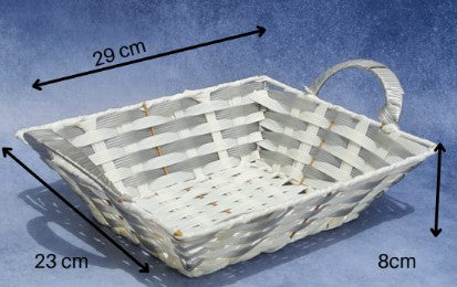 White Colour Multipurpose Rectangle plastic cane look basket for Gift Hamper,Wedding Gift, Christmas Gifting Boxes and Decoration Purpose (White)