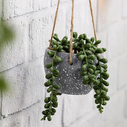SATYAM KRAFT 1 Pc Artificial Hanging Plant with Plastic Pot,Home Decor-Decorative Pot for Living Room,Wall Hanging,balcony,Succulents Plants Artificial Plant