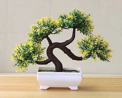 1 Pc Artificial Bonsai Tree With Designer Pot for Home Decor,Artificial Plant Bonsai Fake Tree, Room Decorations, Living Room Table, Diwali Decoration Plants and Craft Items Corner (Pack of 1)