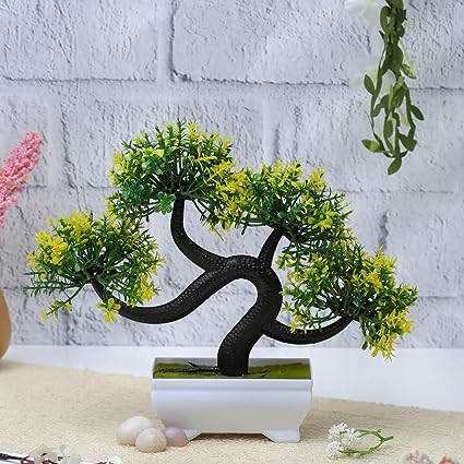 1 Pc Artificial Bonsai Tree With Designer Pot for Home Decor,Artificial Plant Bonsai Fake Tree, Room Decorations, Living Room Table, Diwali Decoration Plants and Craft Items Corner (Pack of 1)