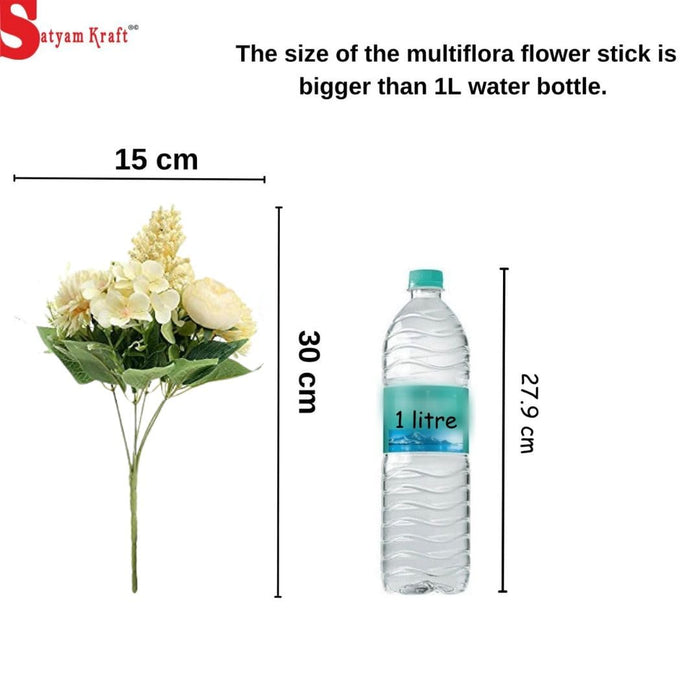 Artificial Multiflora Flower Roses Sticks Bunch decorative items for Decoration, Craft Items Corner (Without Vase Pot)