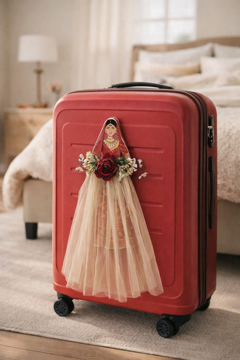 Princess Topper Cutout/ SuitcaseTopper Net Band with Glue Drop | DIY Decorative Cutout for Trousseau Packing, Wedding Gifting, Return Gifts, Bags & Trolley Bag Decor