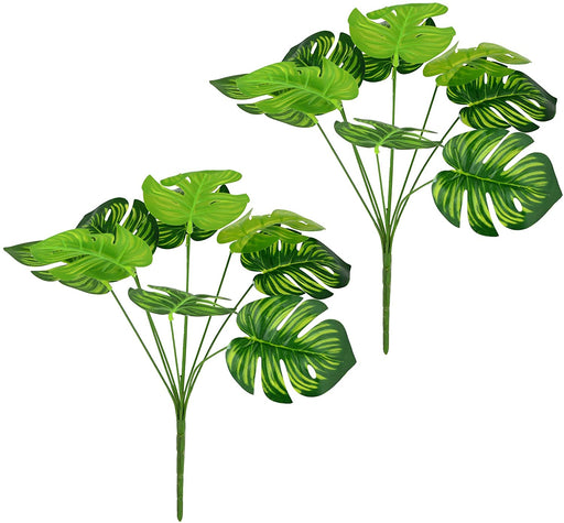 2 Pcs Artificial Flower Faux Monstera Bunch Palm Bunch for Home decor Green Dried Sticks (38 cm)